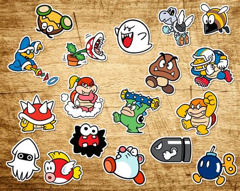 Set of 18 Super Mario Sticker Pack Enemies Enemy Vinyl - Etsy India