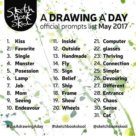 Here are the Drawing A Day Challenge prompts for the month of May ...