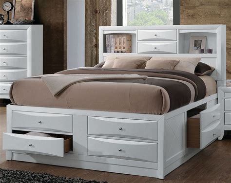 Ireland White Queen Bookcase Storage Bed from Acme | Coleman Furniture