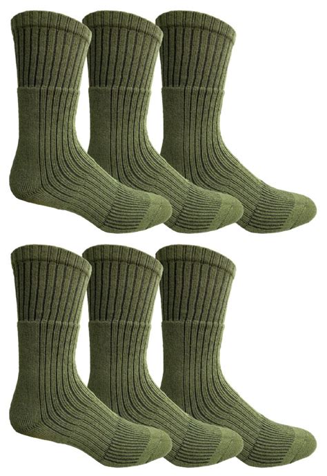 6 Wholesale Yacht & Smith Military Grade Wick Dry Crew Socks ,heavy Duty Boot Sock, Army Green ...