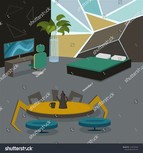 Futuristic Room Vector Stock Vector (Royalty Free) 1235234740 ...