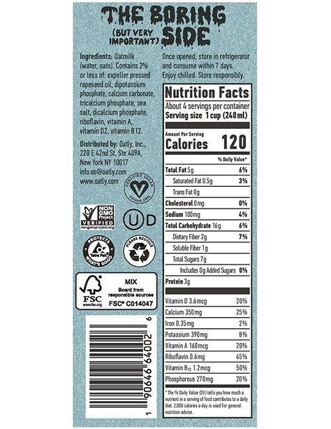 Oatly Oat Milk Original 32 oz Pack of 6 - Gluten Free, Dairy Free, Sugar Free, Non GMO, Vegan ...