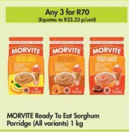 Morvite Ready To Eat Sorghum Porridge (all variants) 1kg offer at Makro