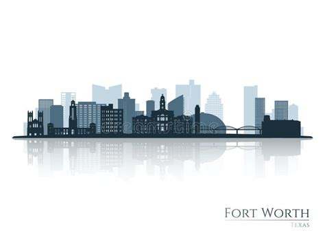 Fort Worth Skyline Silhouette with Reflection. Stock Vector ...