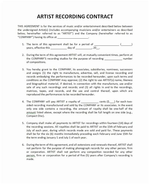 30 Sample Record Label Contract | Example Document Template | Contract template, Printable label ...