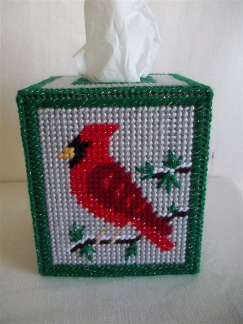 Christmas Cardinal Tissue Box Cover Plastic Canvas Tissue