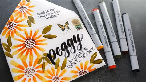 MAIL ART – Copic Sunflowers on Yupo Paper – K Werner Design Blog