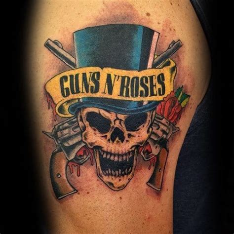 40 Guns And Roses Tattoo Designs For Men - Hard Rock Band Ink Ideas