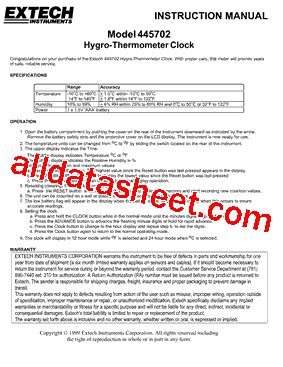 445702 Datasheet(PDF) - Extech Instruments Corporation.