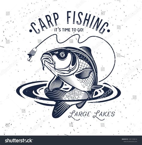 Vintage Carp Fishing Logo. Vector illustration. #Ad , #Sponsored, #Fishing#Carp#Vintage# ...