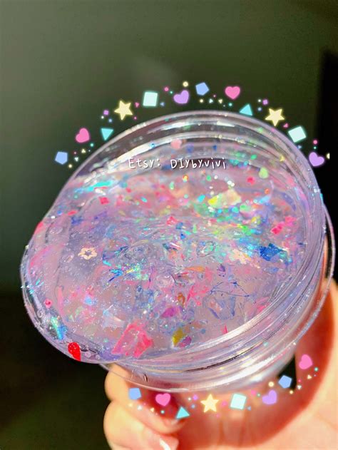 Colorful Clear Glitter Slime Glossy Clear Slime Fun Slime - Etsy