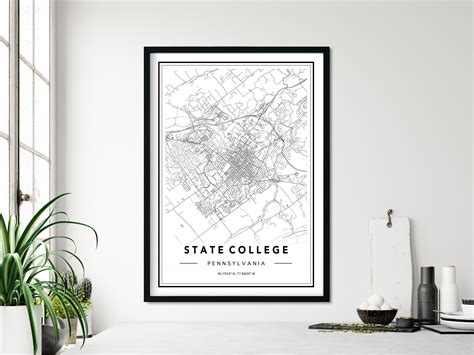 State College PA Map Print Custom Maps State College Map | Etsy