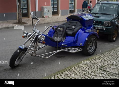 custom trike, motorbike parked in the street Stock Photo - Alamy