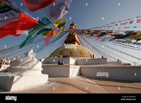 Prayer flags at the stupa of Bodnath, Kathmandu, Nepal, Asia Stock Photo - Alamy