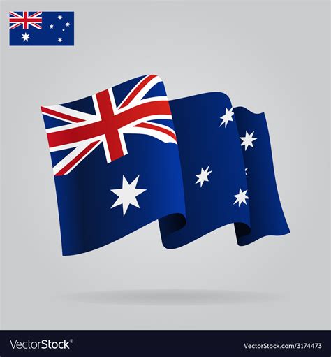 Flat and waving australian flag Royalty Free Vector Image