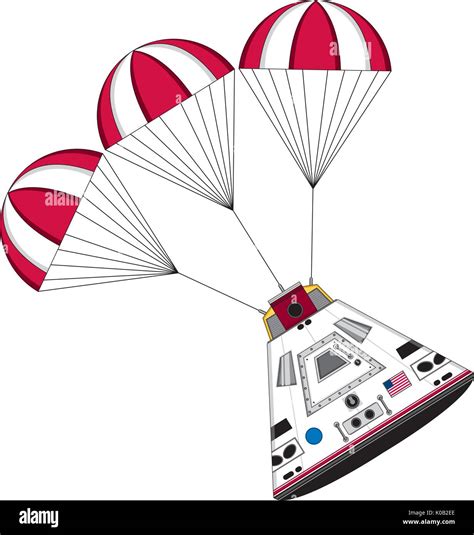 Cartoon Space Capsule Vector with Parachutes Illustration Stock Vector ...