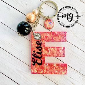 Letter Keychain Initial Keychain Initial Key Ring Glitter - Etsy