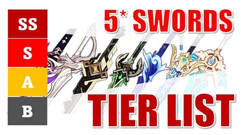 Genshin Impact 5* Weapons Tier List - Rating all 5 Star Swords - Genshin Impact videos