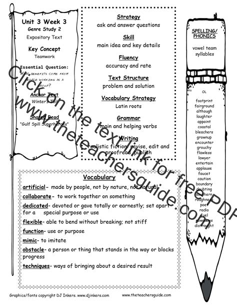 Wonders Fifth Grade Unit Three Week Three Printouts