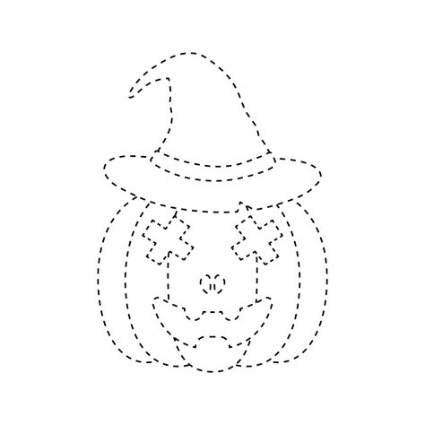 Halloween pumpkin tracing worksheet for kids 11437057 Vector Art at ...