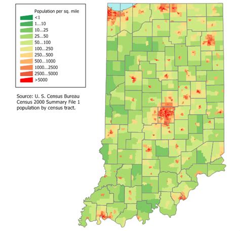 Indiana Population Density Map