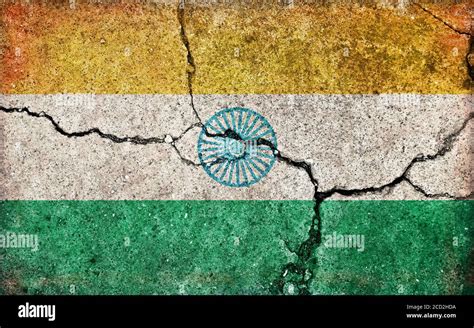 Grunge country flag illustration (cracked concrete background) / India Stock Photo - Alamy
