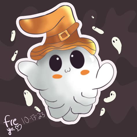 Cute Ghost Wearing a Witch Hat by mysterionz on DeviantArt