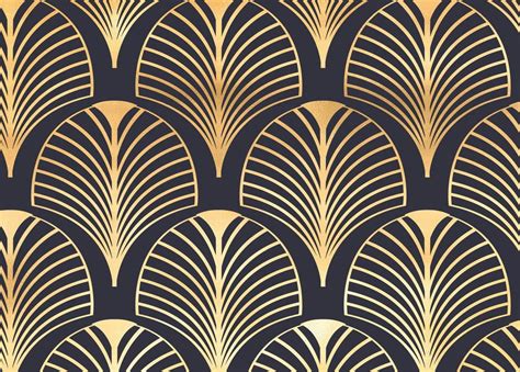 Art Deco Wallpaper Luxurious Black & Gold Fan Design Vintage and Retro ...