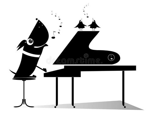 Cartoon Dog Playing Piano and Singing Stock Vector - Illustration of ...