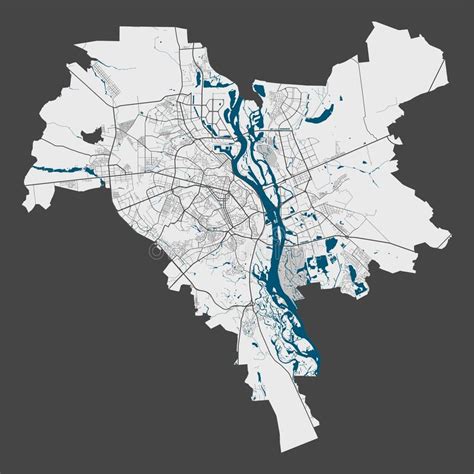 Detailed Map of Kyiv Kiev City, Cityscape. Royalty Free Vector ...