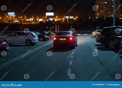 Cars at Night in a Parking Lot Stock Image - Image of life, garage ...