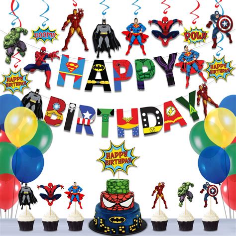 Festiko Superhero Happybirthday Party Decoration Combo (38 Pcs), Avengers party Favors for Kids ...