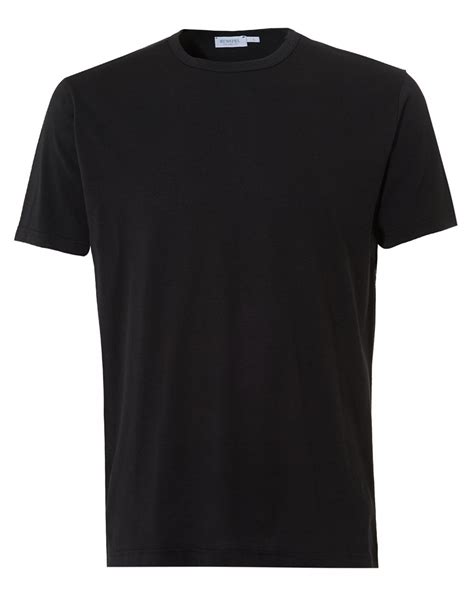 Sunspel Mens Plain Basic T-Shirt, Classic Fit Cotton Black Tee