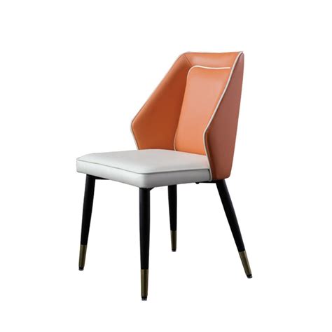 Orange Upholstered Dining Chair Set of 2 PU Leather Chair