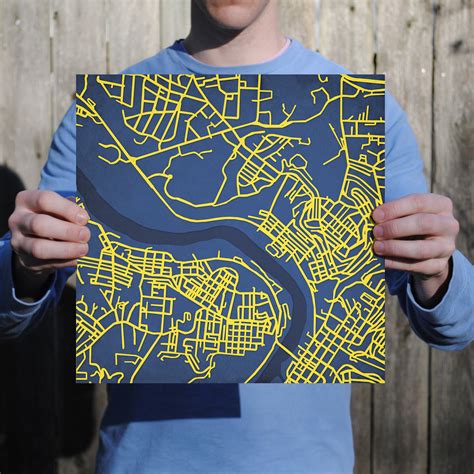 West Virginia University Campus Map Art by City Prints - The Map Shop