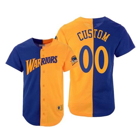 Men Custom Golden State Warriors #00 Warriors Royal Gold Split Mesh Button Jersey – Choose Your ...