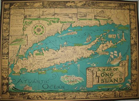 Vintage Map of Long Island | Long island ny, Island, Island map