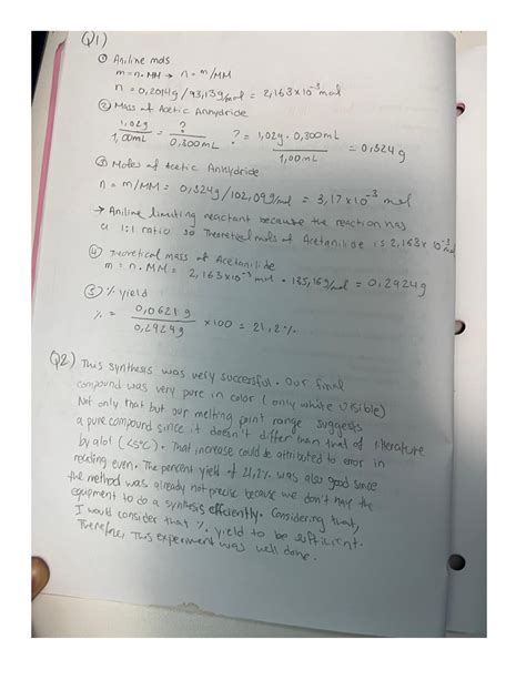 Acetanilide synthesis lab report - 202-BZF-05 - Studocu