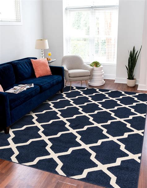 Navy Blue 152cm x 245cm Trellis Rug | AU Rugs