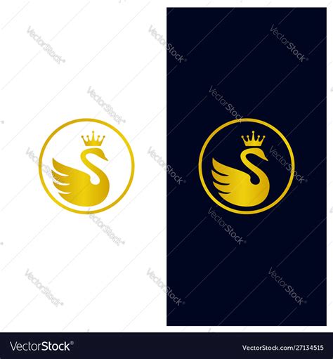 Golden swan logo brand image Royalty Free Vector Image