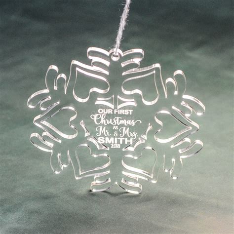 PERSONALIZED ACRYLIC SNOWFLAKE Ornaments for Couple // Christmas Tree ...