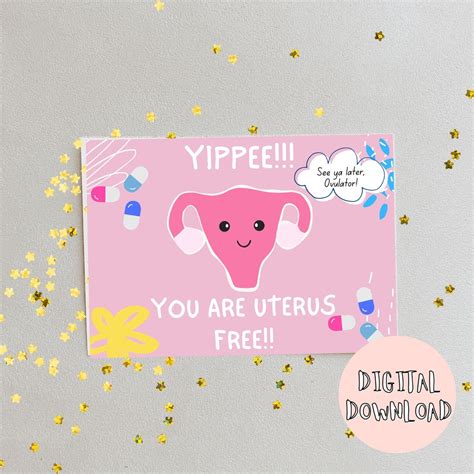 Hysterectomy Card / Get Well Card / Uterus Free / Funny Hysterectomy Card / Digital Download ...