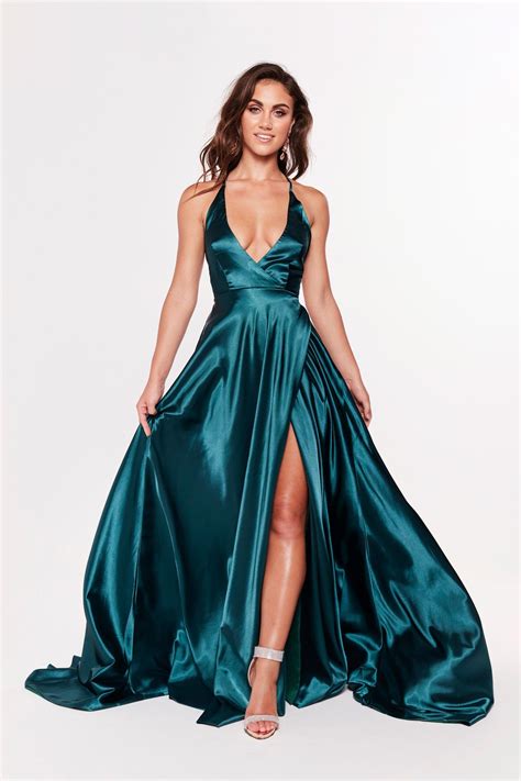 A&N Luxe Dimah Satin Gown - Teal | Teal prom dresses, Dresses, Matric dance dresses