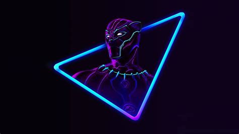 Avengers Black Panther Neon Black Background Neon, HD wallpaper | Peakpx