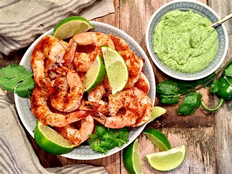 Spicy Shrimp with an Avocado-Cilantro Dipping Sauce - A Hint of Wine