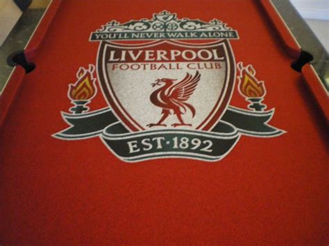 Pool table cloth with Liverpool Football Club badge, in club colours ...