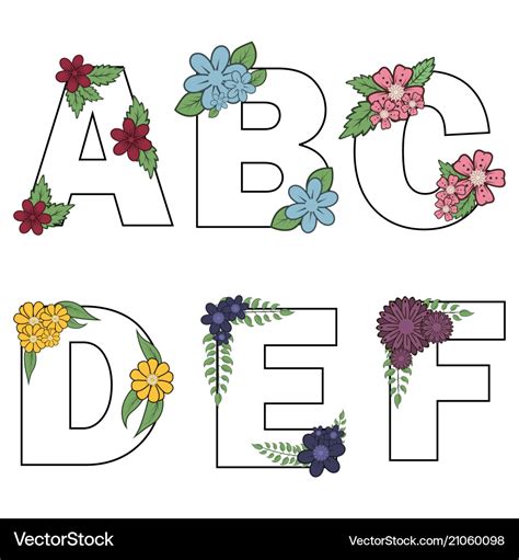 Floral alphabet isolated letters Royalty Free Vector Image