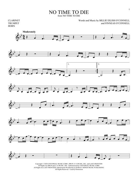 No Time To Die Sheet Music by Billie Eilish for {:choral=>"Choral ...