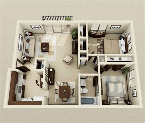 2 Bedroom Apartment/House Plans | Small house plans, Bedroom house ...