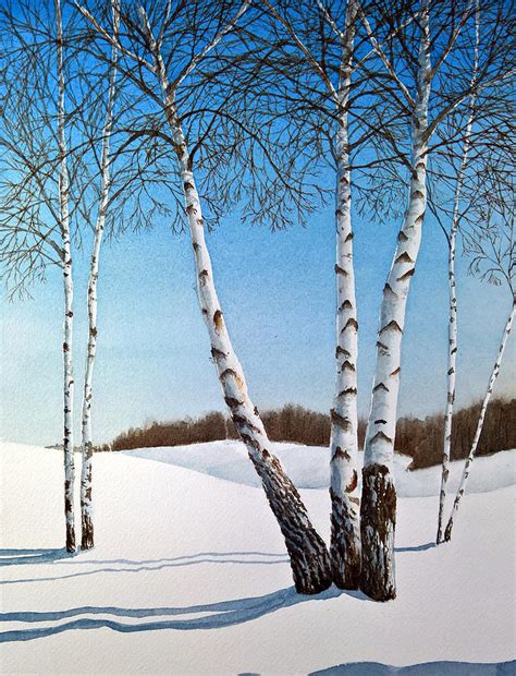 Birch Trees in New Snow Painting by Charles Cherry - Pixels